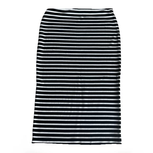 Black & White Stripe Pencil Skirt Medium / US 8 Stretch Knit Midi - Picture 1 of 5